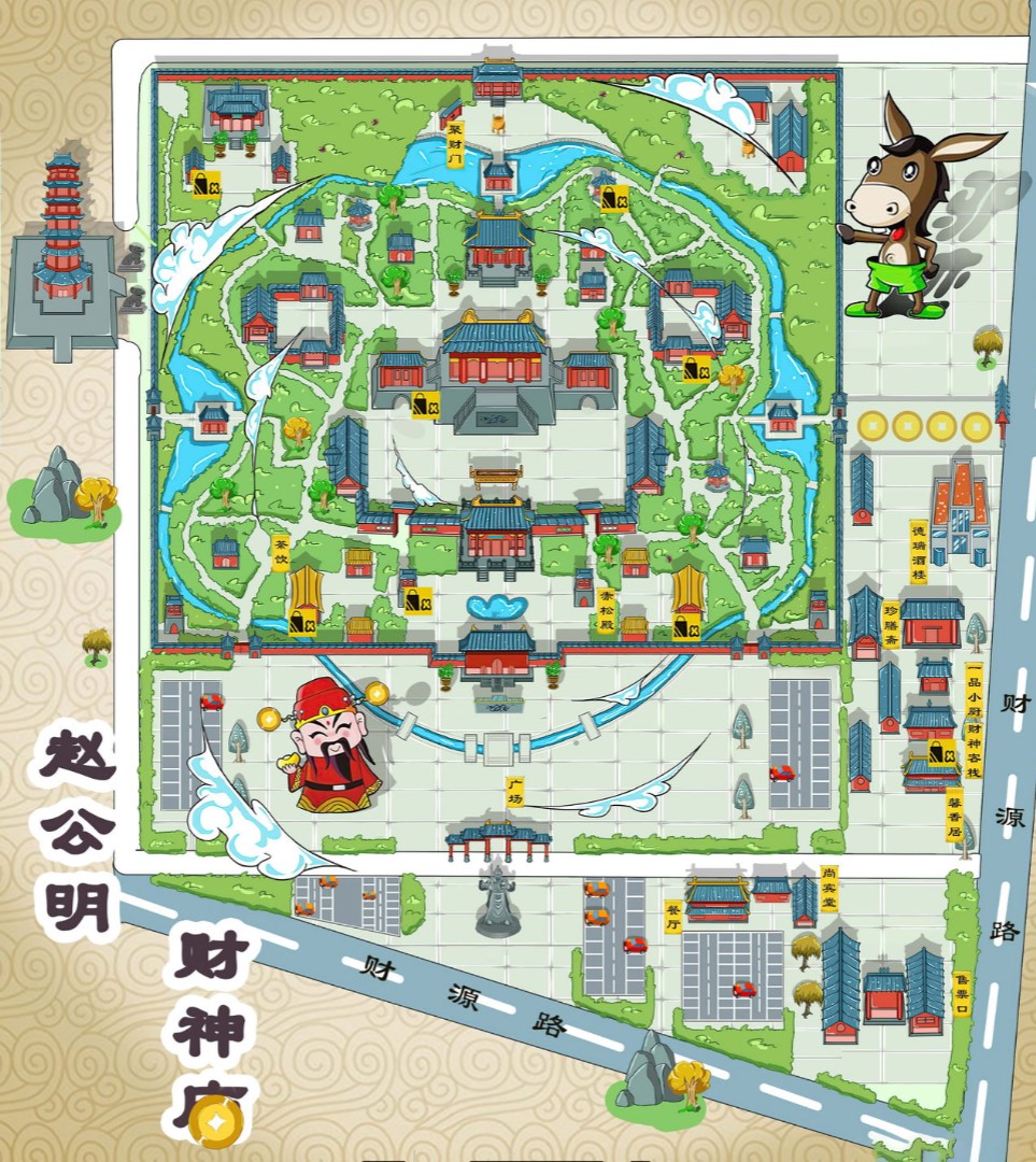 通川寺庙类手绘地图